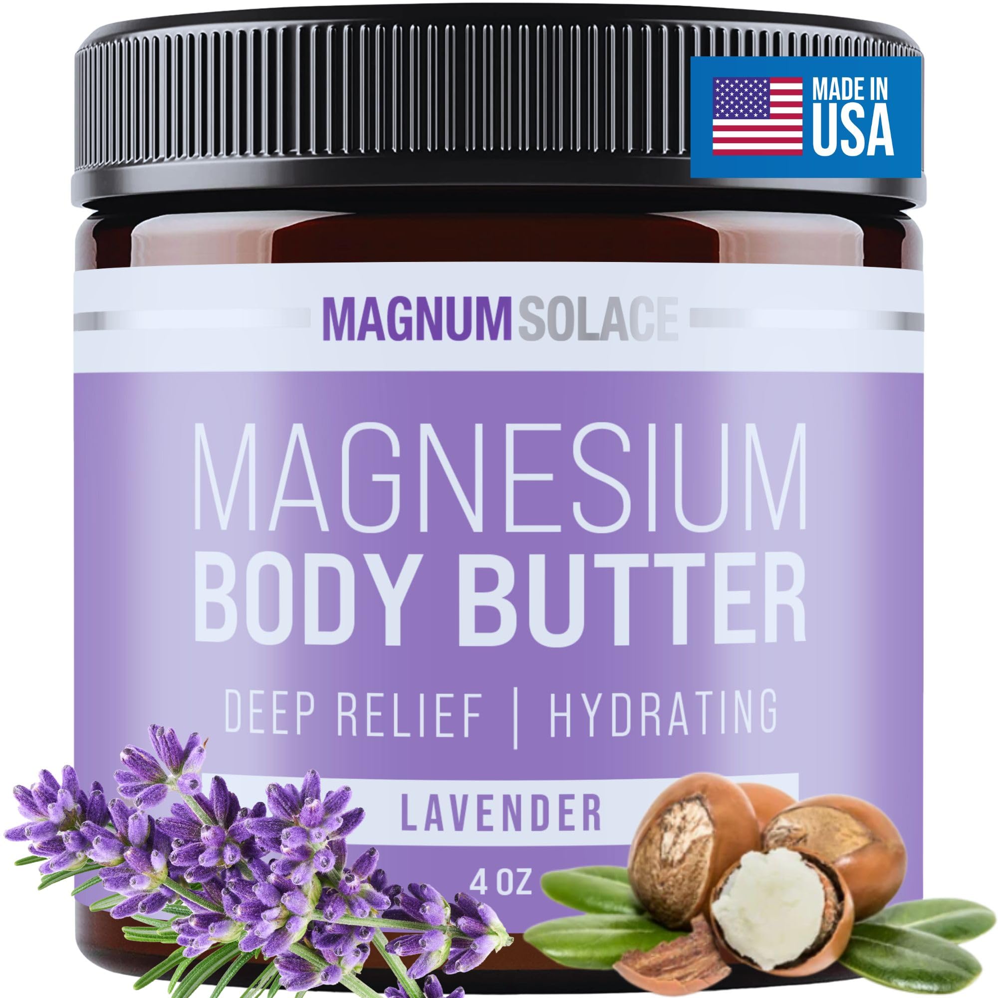 Magnesium Body Butter for Sleep & Relaxation - Nighttime Magnesium Cream with Lavender Scent - Deep Moisturizing & Muscle Recovery - Perfect for Bedtime Routine & Post-Workout Recovery
