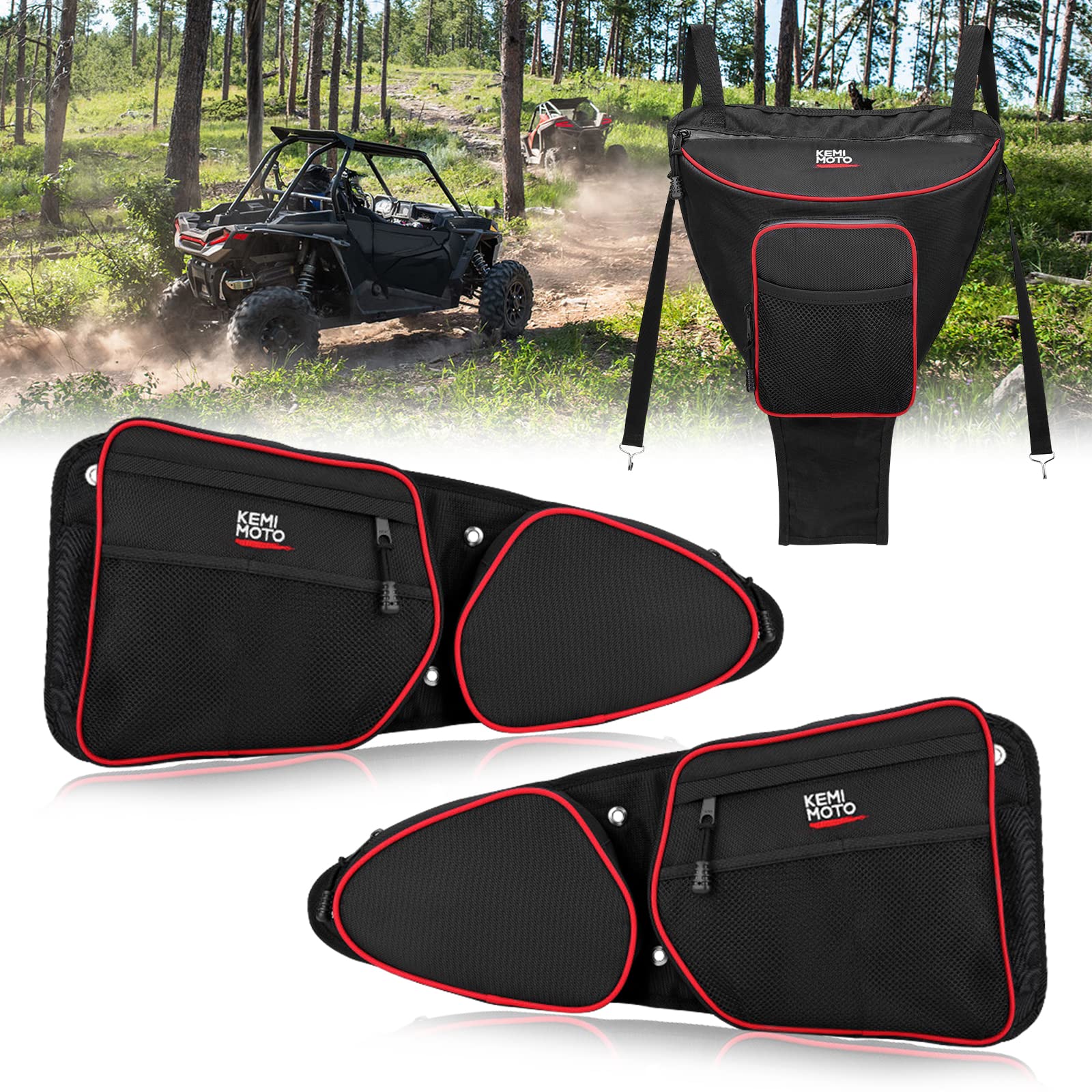 2023 KEMIMOTO UTV Storage Bags Set - Waterproof Door & Center Storage Organizer with Heavy-Duty Zippers | Fits Polaris RZR XP 1000 Turbo S/900 | 60