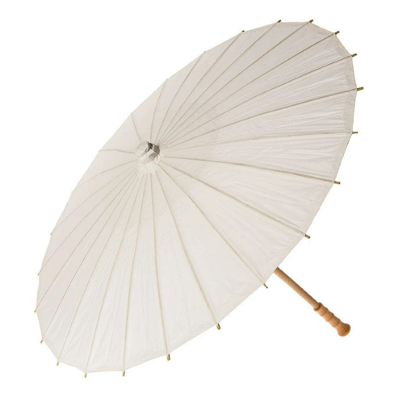 32 Inch Wedding Beige Paper Parasol Umbrella with Elegant Handle - Perfect for Bridal Showers, Outdoor Weddings & Photo Shoots
