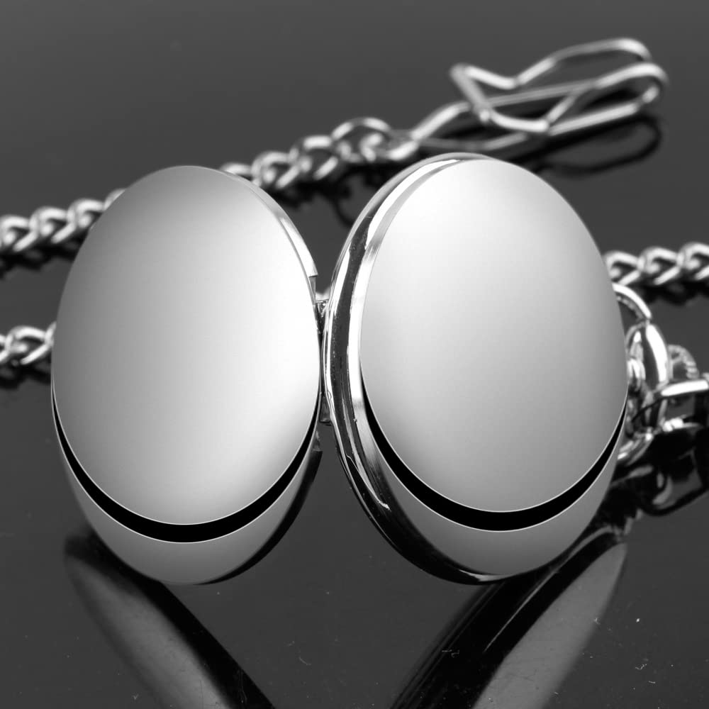 Customizable Smooth Pocket Watch for Men - Personalized Engraved Pocket Watch with Chain - Unique Father's Day Gift Idea - Perfect for Vintage Style & Special Occasions