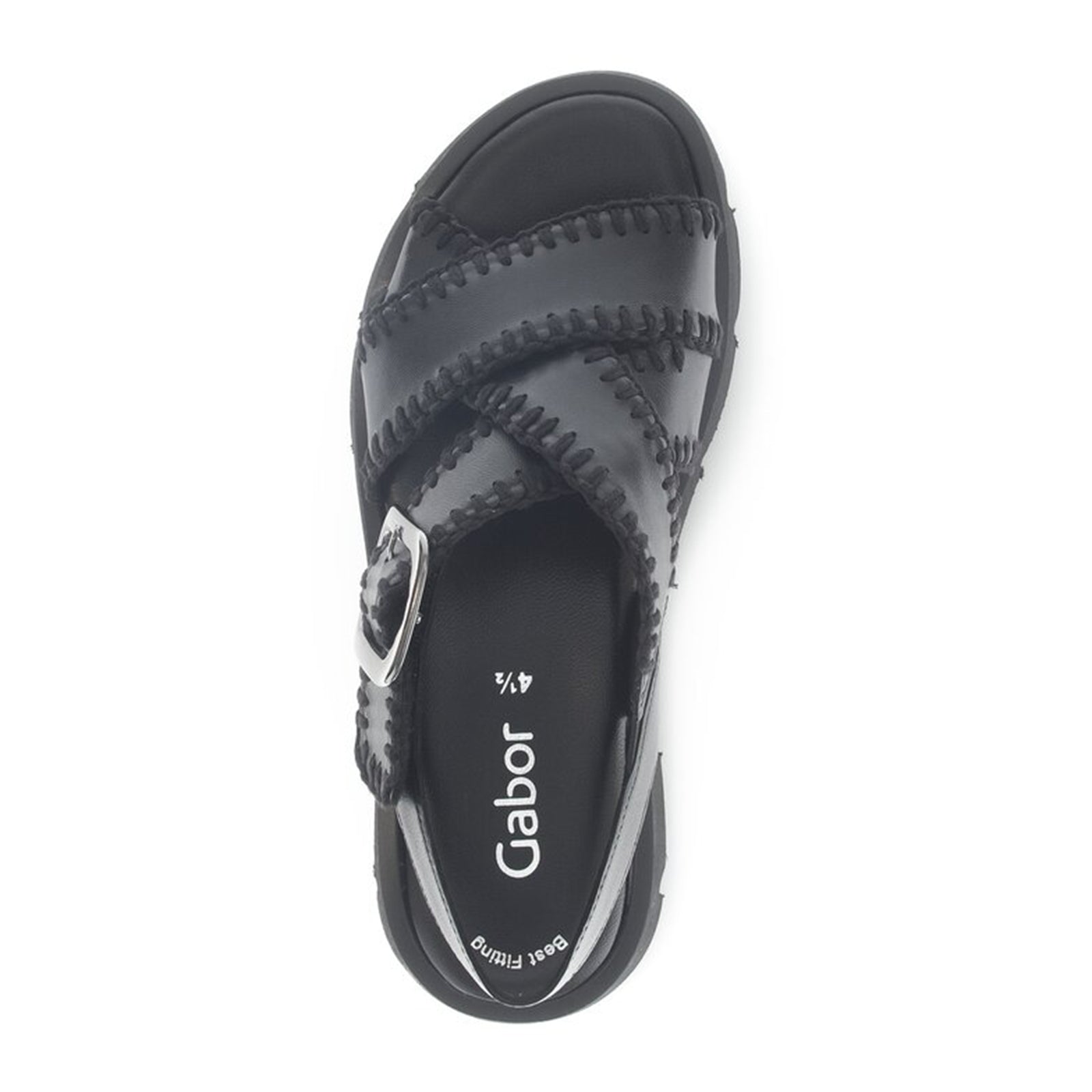 Gabor 64751 Women's Stitch Platform Backstrap Sandal - Lamm Nappa/Schwarz - Comfortable Summer Shoes for Beach, Vacation & Casual Outings