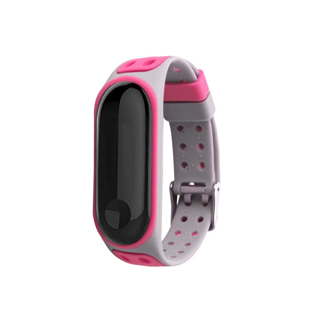 Hemocare Silicone Watch Band for Xiaomi 4/3 - Sporty Grey Pink Strap for Fitness & Daily Wear