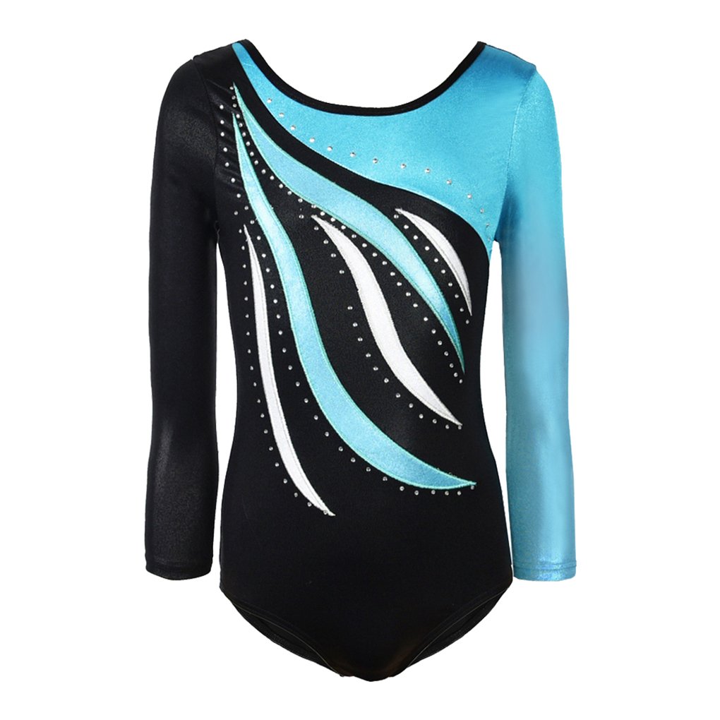Girls Long Sleeve Shiny Metallic Leotard for Dance & Gymnastics - Sparkly Performance Outfit for Ballet, Cheerleading & Stage Shows