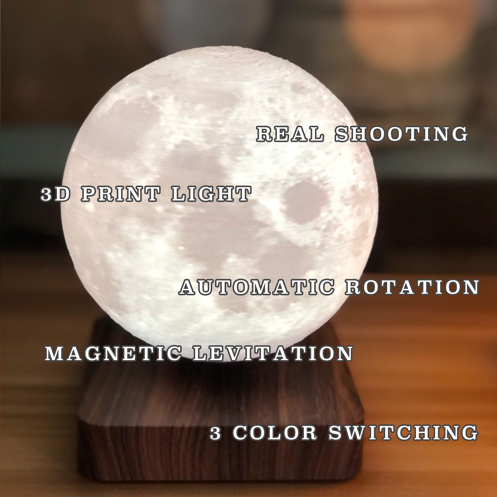 ACEDOAMARE Magnetic Floating Moon Night Light - 3D Printed LED Planet Lamp for Bedroom, Nursery, or Gift (13cm Moon) | Perfect for Relaxation, Meditation & Home Decor