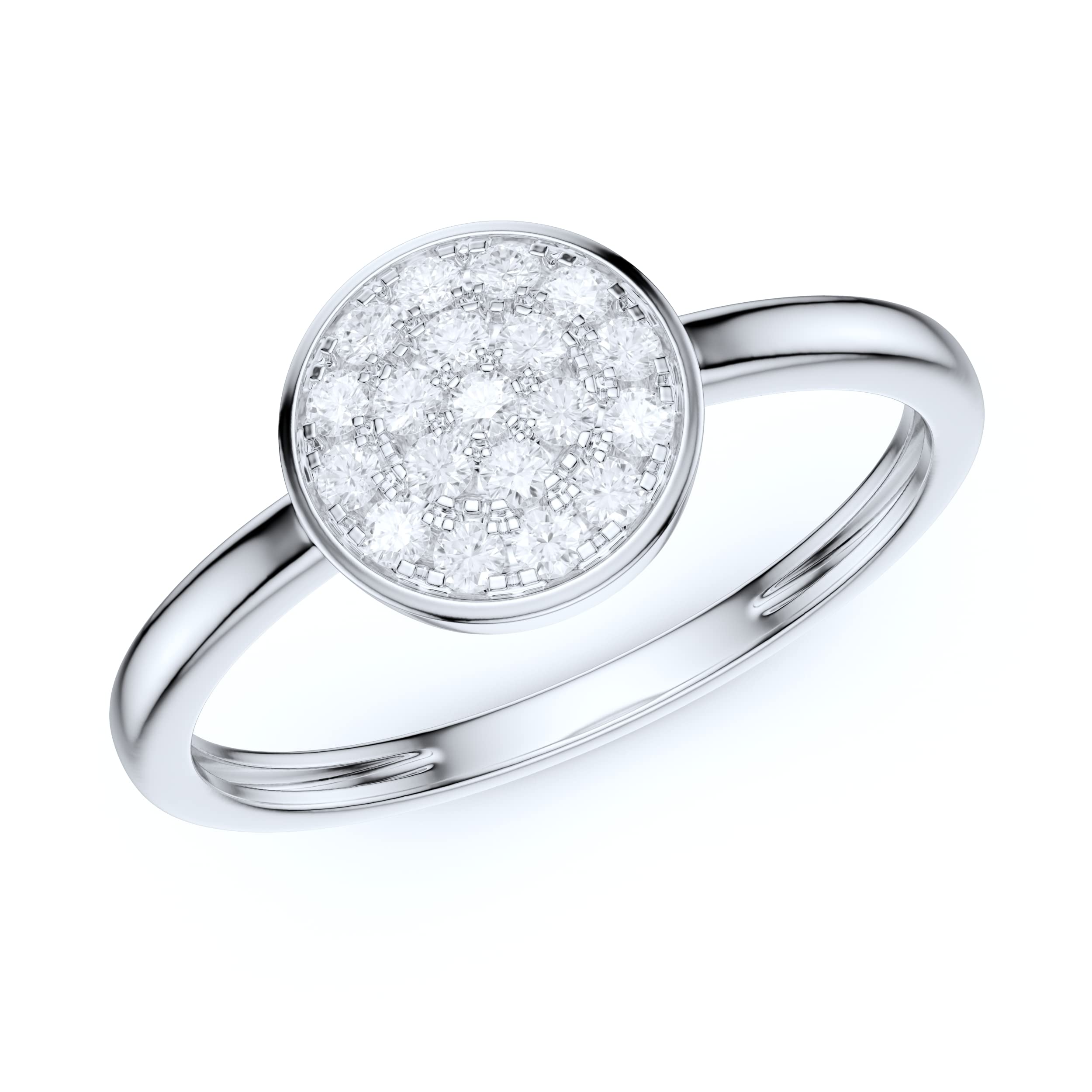 14K White Gold Domed Round Moissanite Engagement Ring for Women - Promise Ring, Wedding Band, Anniversary Gift (Simulated Diamond or Genuine Moissanite Options)