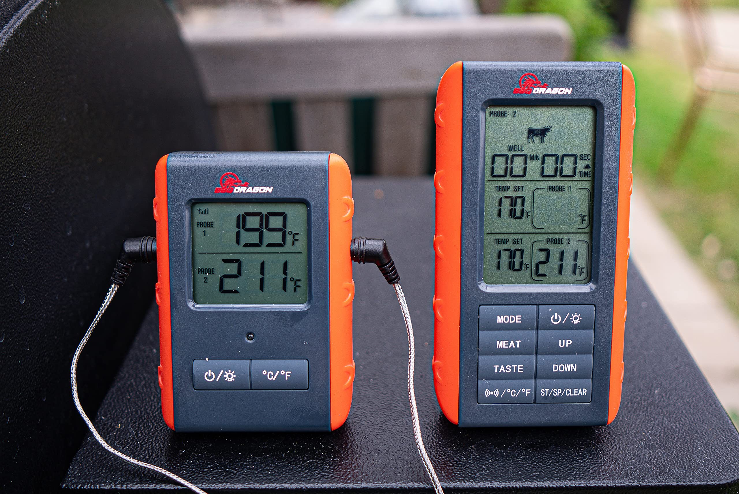BBQ Dragon Instant Read Digital Meat Thermometer - Wireless Grill & Smoker Thermometer with 2 Probes, Oven Safe BBQ Temperature Gauge for Steak, Chicken, Turkey - Perfect for Grilling, Smoking, Baking & Outdoor Cooking