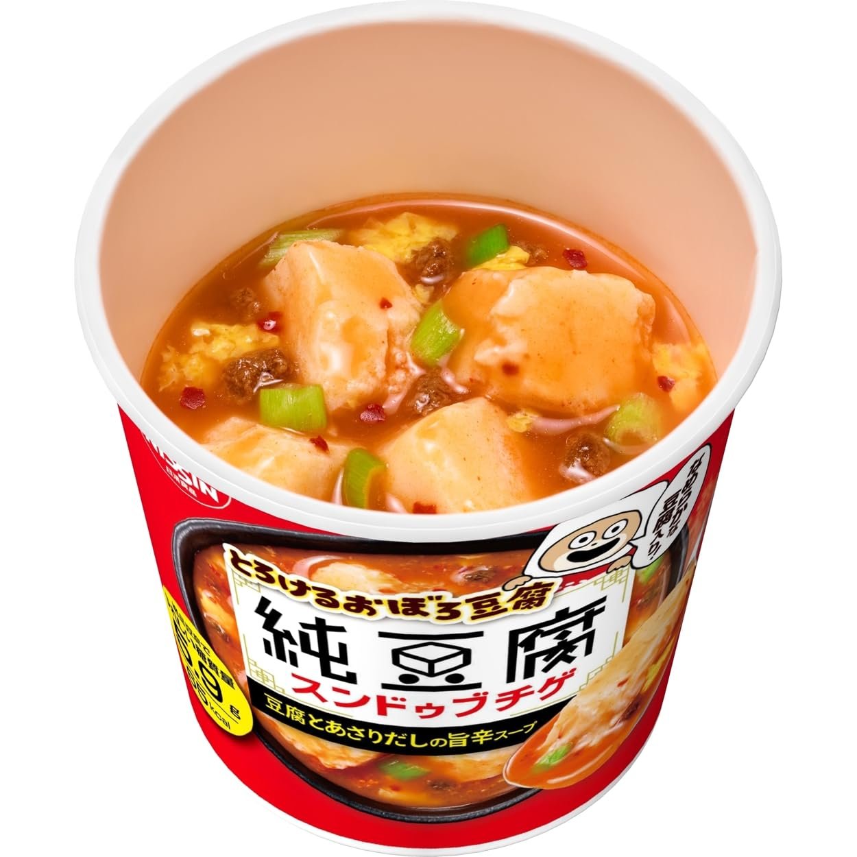 Nissin Sundubu Chige Hot Tofu Soup 17g (Pack of 3 Cups) - Korean Spicy Soft Tofu Stew - Quick & Easy Instant Meal for Lunch, Dinner or Snacking