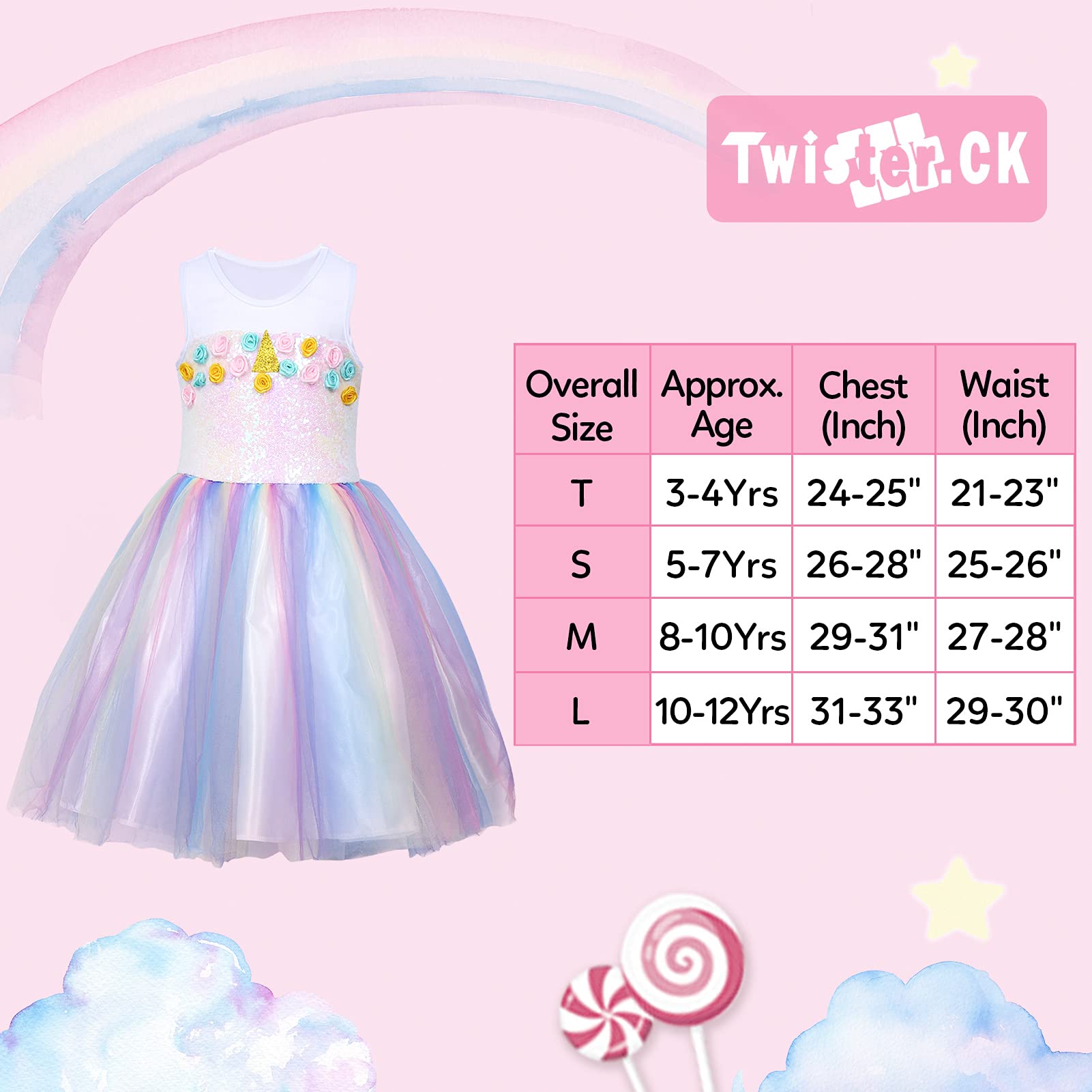 **Halloween Princess Dress Costume for Girls - Sparkly Fairy Tutu Dress with Rainbow Wings & Headband - Perfect for Birthday Party, Dress Up, Halloween & Cosplay**