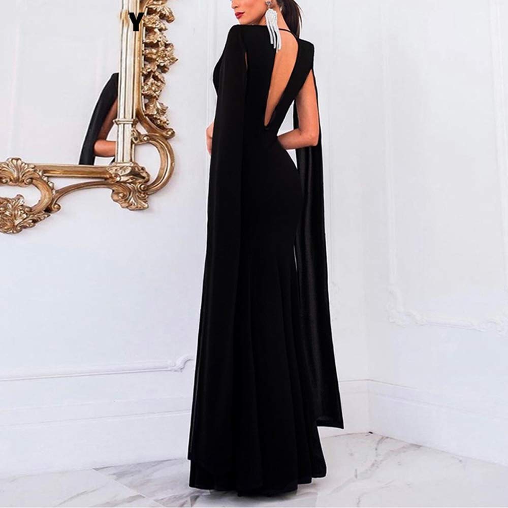 Elegant Women's Long Mermaid Evening Dresses with Double V-Neck & Cape Sleeve - Formal Gowns for Prom, Wedding, Red Carpet & Special Occasions