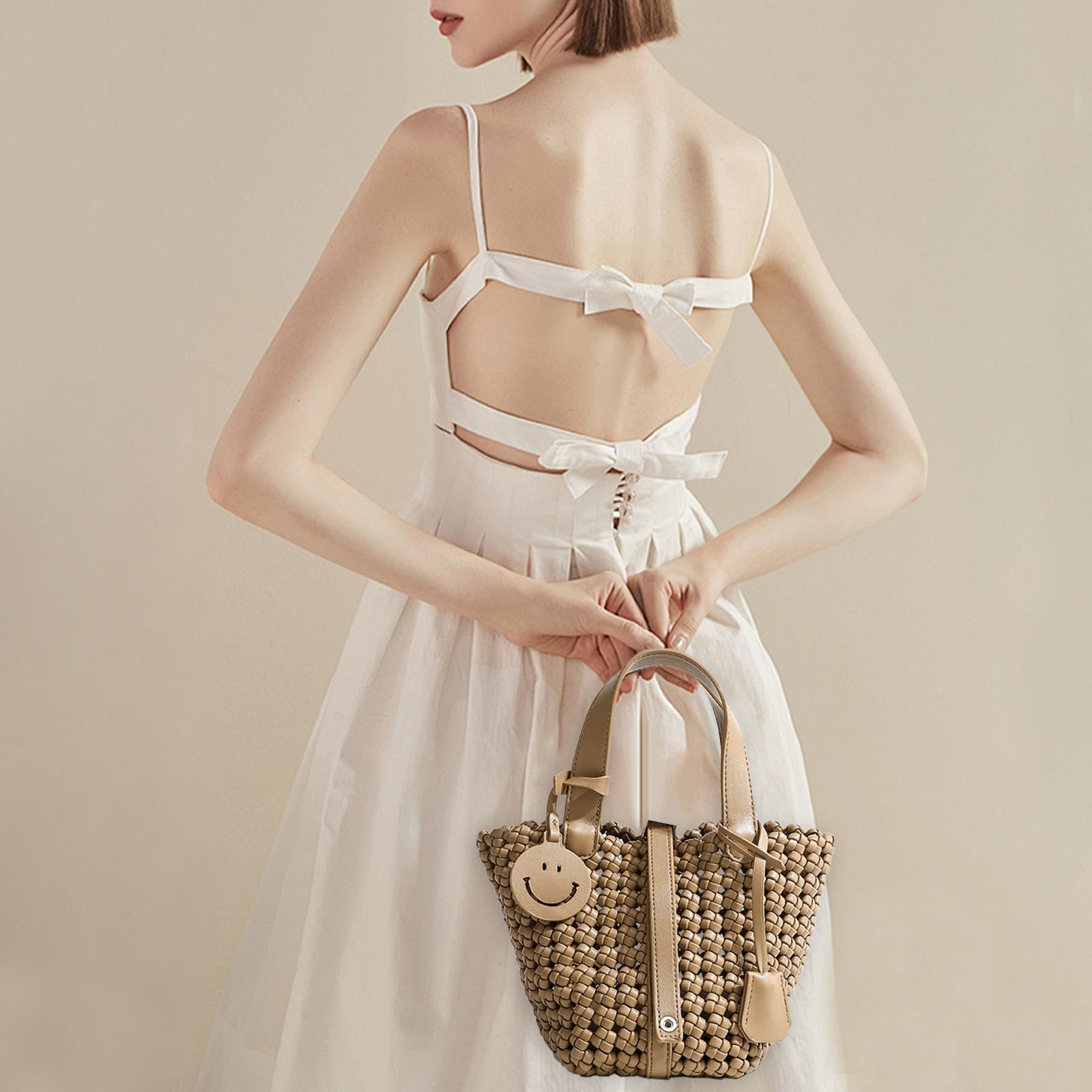 Stylish Woven Handbags for Women - Top Handle Satchel, Basket Bucket Bag & Small Tote - Boho Hobo Purses for Everyday Use, Beach, Shopping & Travel Accessories