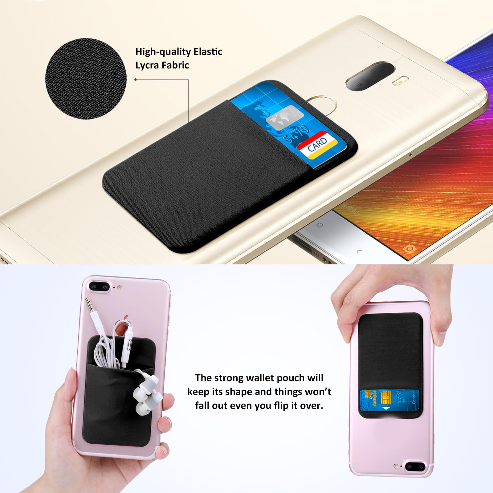 Costyle Slim Credit Card Holder - Stick On Phone Wallet for iPhone & Samsung - Perfect for Hands-Free Shopping, Travel & Daily Use