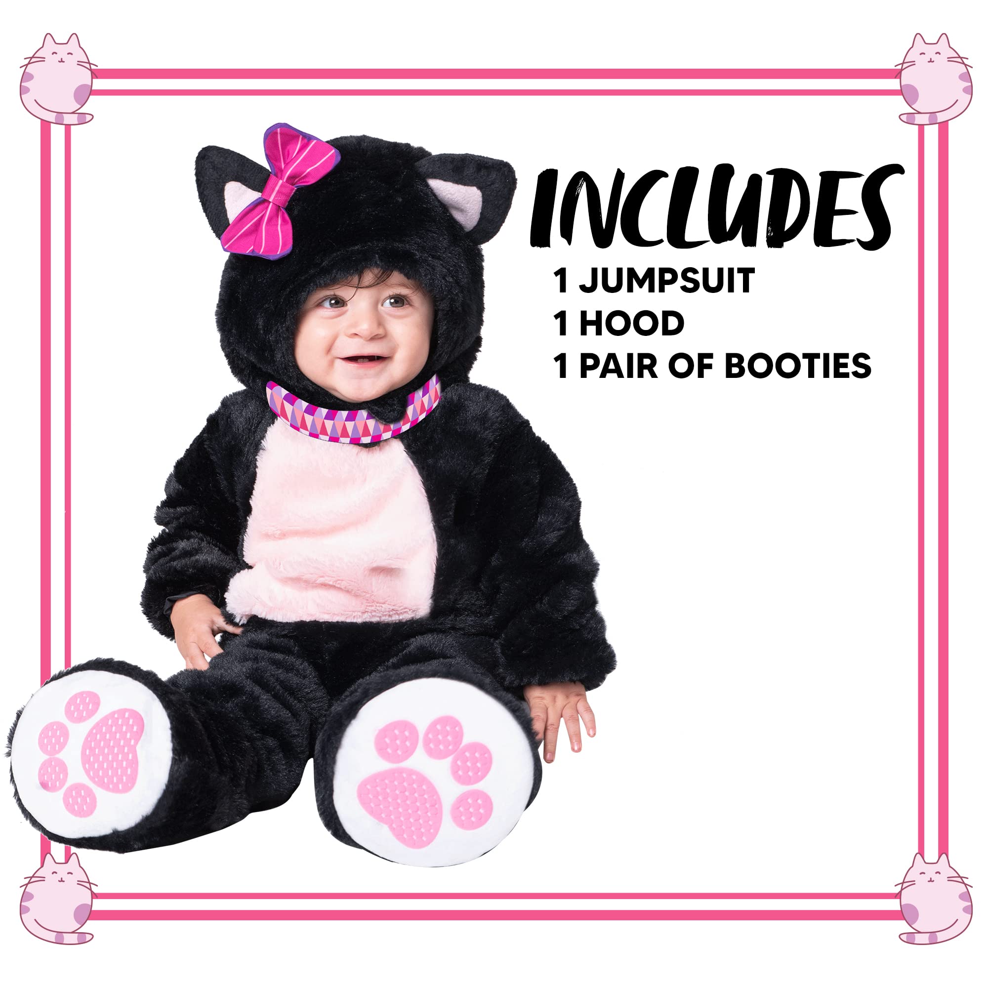 Spooktacular Creations Halloween Baby Girl Black Kitten Costume - Adorable Infant & Kids Halloween Dress Up Outfit for Animal-Themed Parties, Trick-or-Treating & Photo Shoots