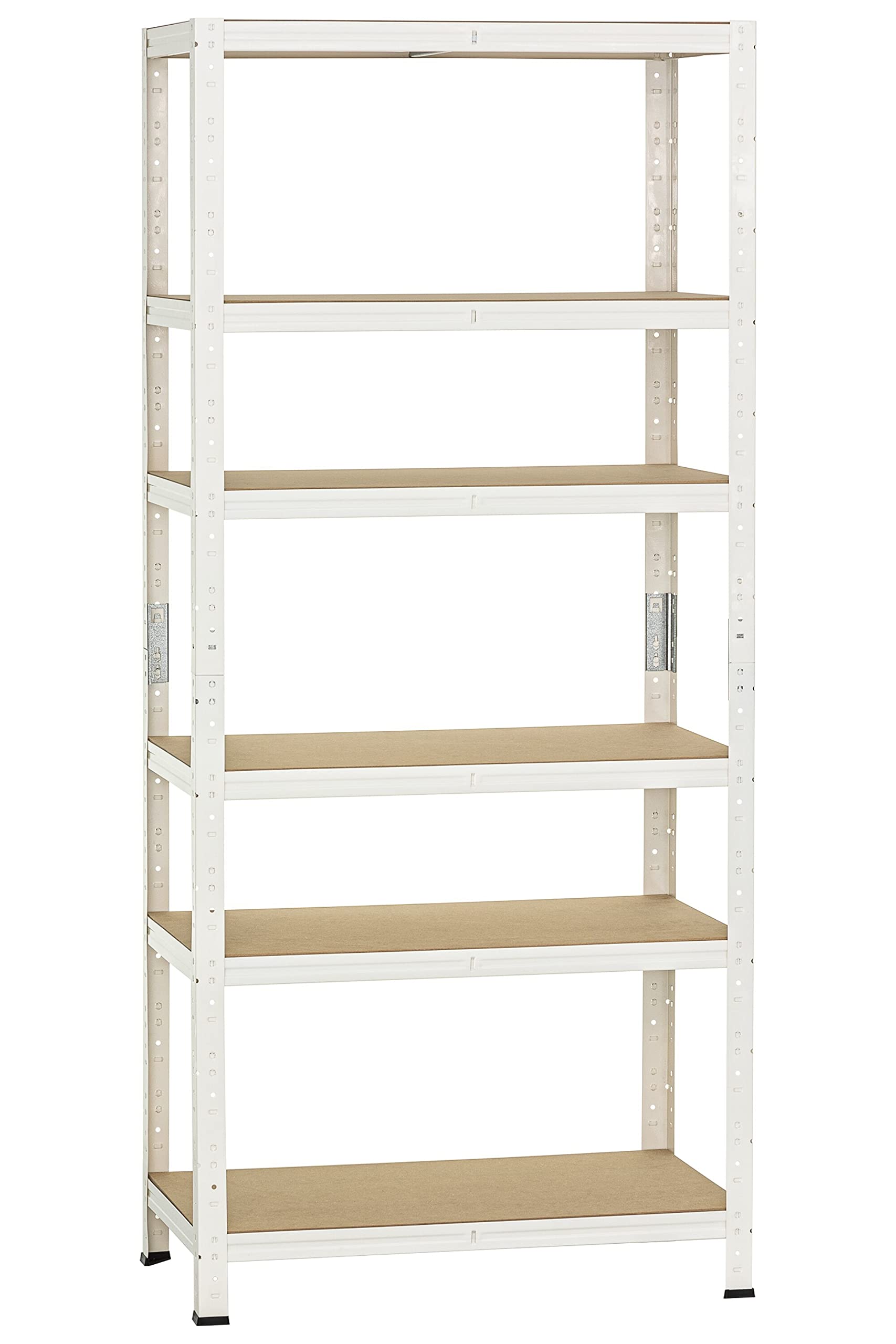 Dysell Heavy Duty Shelving Unit 180x75x45cm (6HB/146) - White - 6 Extra Strong HDF Shelves - 876kg Load Capacity - Boltless Storage Rack for Warehouse, Garage, Basement, Workshop - Perfect for Organizing Tools, Equipment & Bulk Items