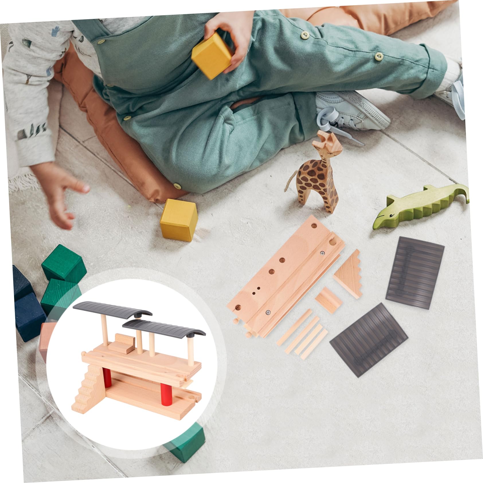 Wooden Train Station Platform Model Set - Two-Level Decorative Train Toy for Boys & Girls - Perfect for Kids' Playrooms, Educational STEM Activities, and Train Enthusiast Collections