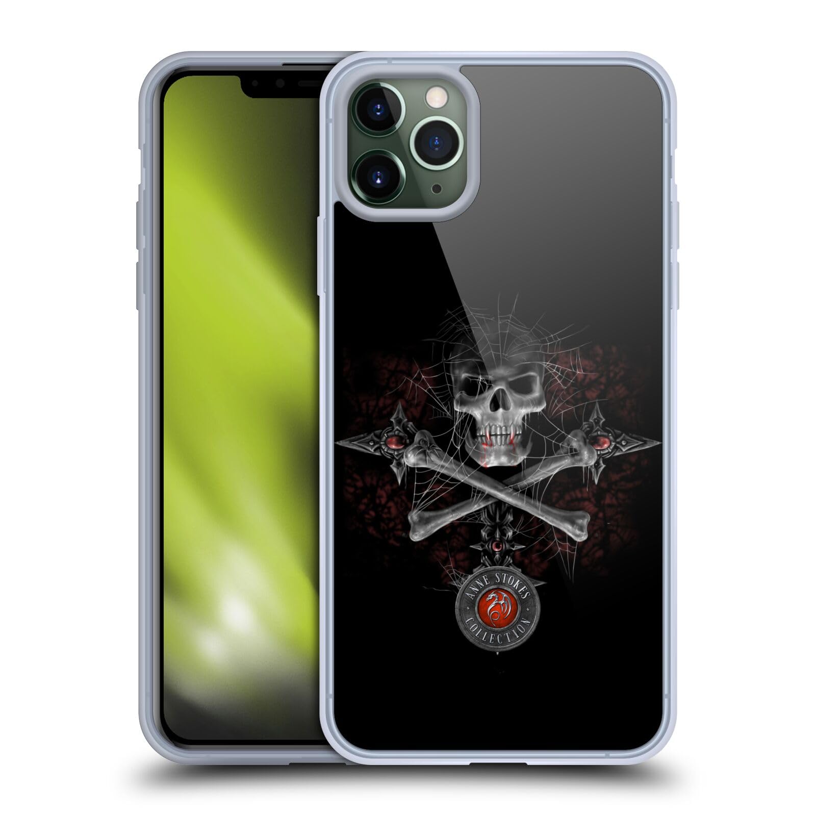 Officially Licensed Anne Stokes Gothic Skull Tribal Soft Gel Case for Apple iPhone 11 Pro Max - Stylish Protective Phone Cover for Gothic Lovers, Perfect for Daily Use, Parties & Halloween Events