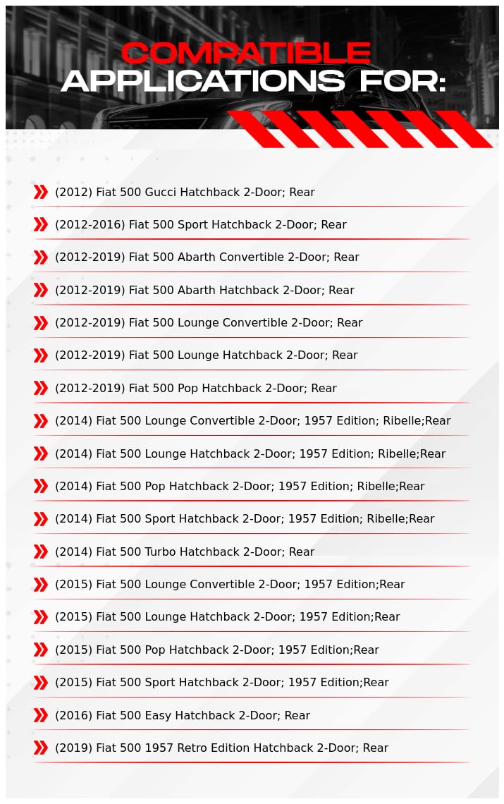 R1 Concepts Premium Rear Brake Pads and Rotors Kit - Ceramic Brake Pads & Drilled Rotors - Compatible with 2012-2019 Fiat 500 | Smooth Stopping Power for City Driving & Daily Commutes