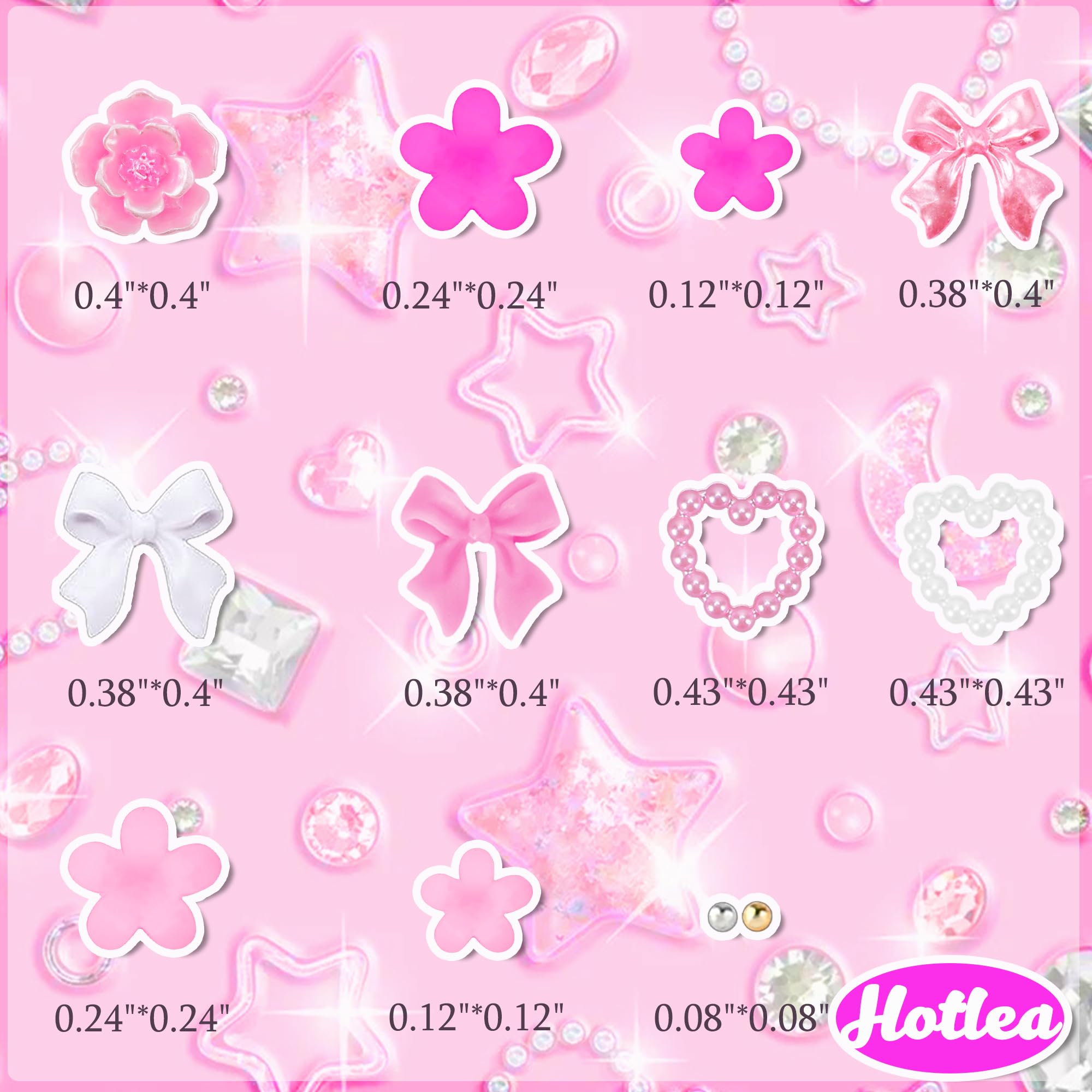 3D Flower Nail Charms Bulk - Pink & White Bow Pearls Charms for Nail Art, Cherry Blossom Butterfly Heart Pearl Nail Gems - Perfect for DIY Nail Design, Salon Manicure, Wedding & Party Nail Decoration