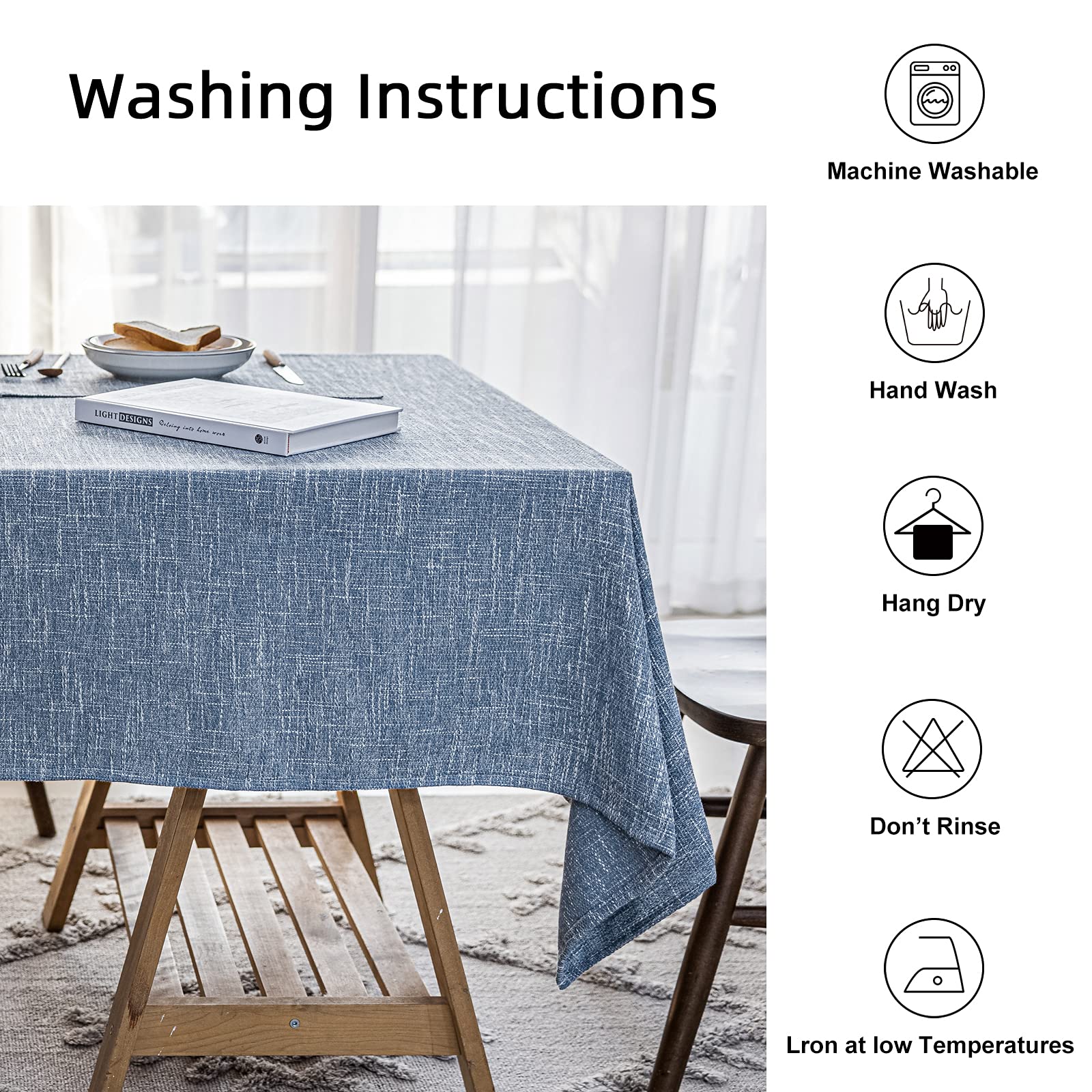 Waterproof Cotton Linen Round Tablecloth 54
