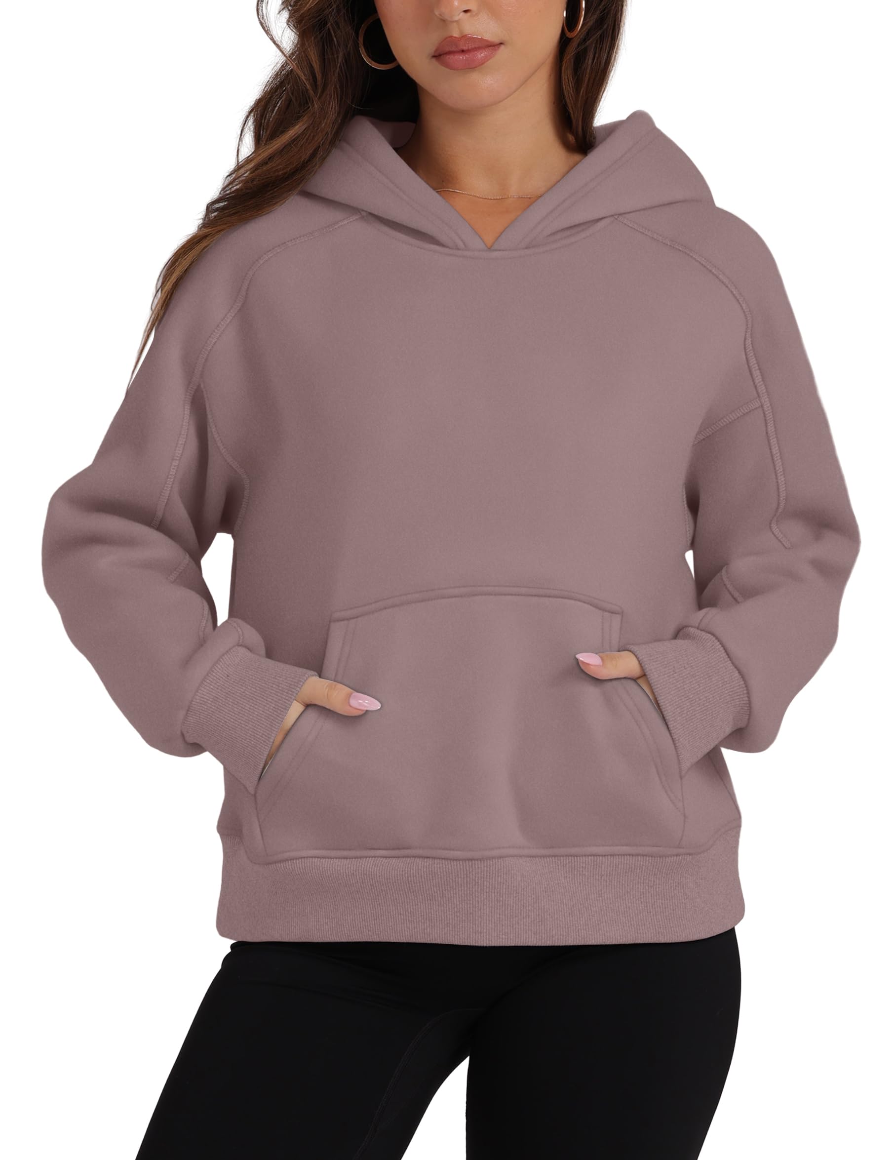 OFEEFAN Women's Cropped Hoodie Fleece Pullover Long Sleeve Sweatshirt - Trendy Fall Fashion 2024 Outfits - Perfect for Casual Wear, Street Style & Cozy Autumn Days