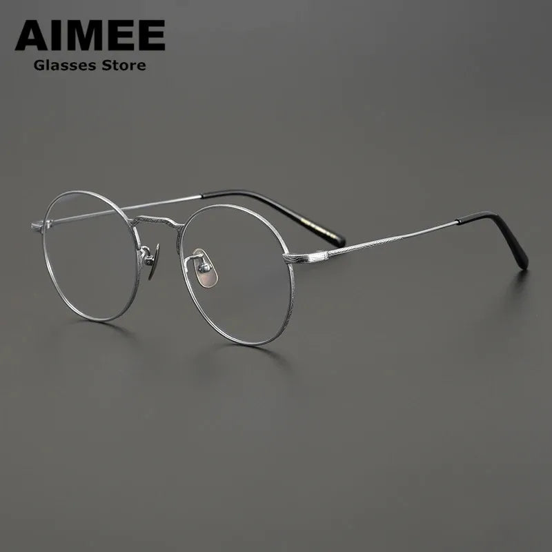 Aimee Unisex Full Rim Round Titanium Eyeglasses Frame 1282 - Lightweight Durable Glasses for Men & Women - Perfect for Reading, Work, and Everyday Wear