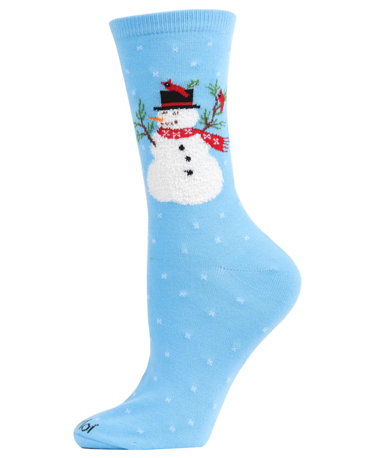 MeMoi Women's Christmas Polka Dot Snowman Festive Crew Socks - Cozy Holiday Socks for Winter, Xmas Party & Gift Giving