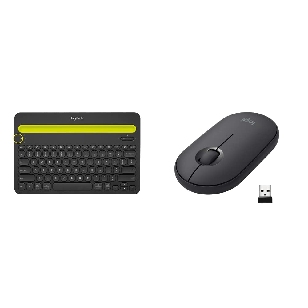 Logitech K480 Wireless Multi-Device Bluetooth Keyboard & Pebble M350 Silent Slim Mouse Combo - Compatible with Windows, Mac, Chromebook - Perfect for Home Office, Remote Work & Productivity