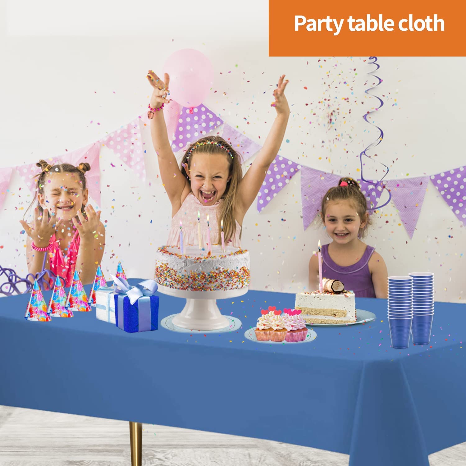 Premium Blue Disposable Plastic Tablecloths (48 Pack) - 54