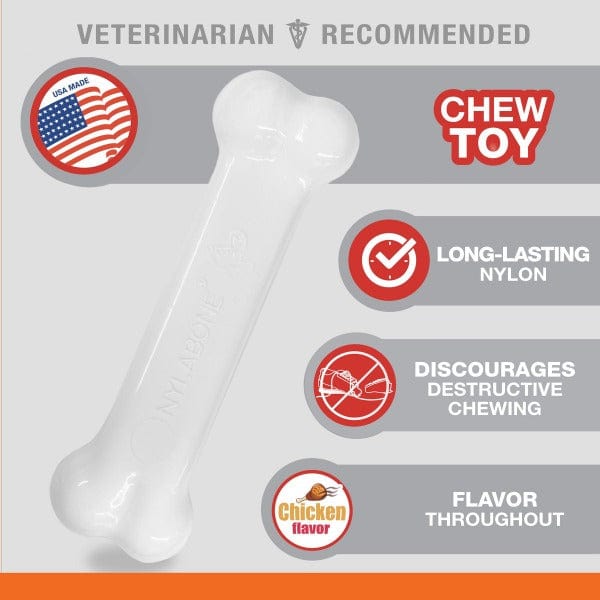 Nylabone Power Chew Bacon & Chicken Flavor Durable Dog Chew Toy for Aggressive Chewers - Tough Puppy Teething Toy for Large & Medium Dogs - Great for Indoor & Outdoor Playtime