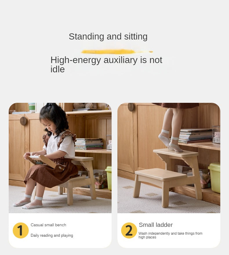 Birch Solid Wood Kids Multifunctional Low Foot Stool - Durable Step Stool for Bathroom, Kitchen, and Playroom - Perfect for Toddlers and Children