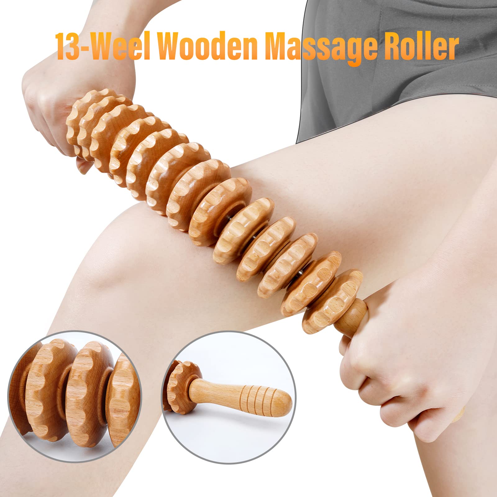 5 in 1 Wood Therapy Massage Tools Set - Maderoterapia Kit for Body Shaping & Lymphatic Drainage - Anti-Cellulite Wooden Massage Roller & Body Sculpting Tools - Perfect for Home Spa, Post-Workout Recovery & Professional Therapy Sessions