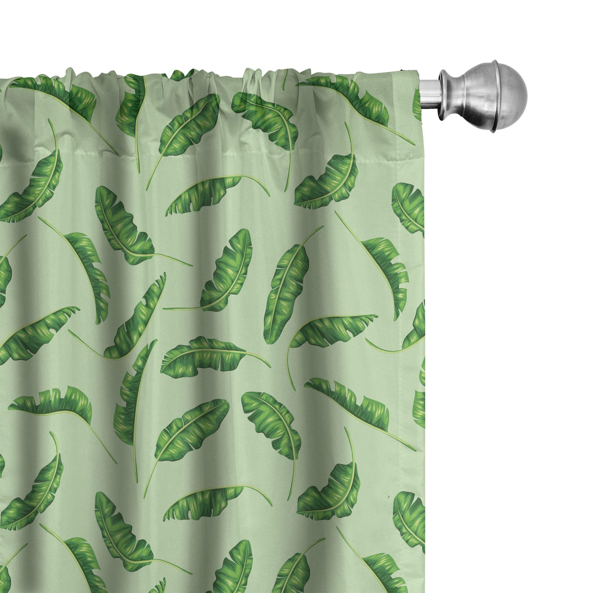 Ambesonne Tropical Jungle Curtains - Palm Leaf & Oceanic Climate Design, Rainforest Inspired Window Treatments for Living Room & Bedroom, 2 Panel Set (28