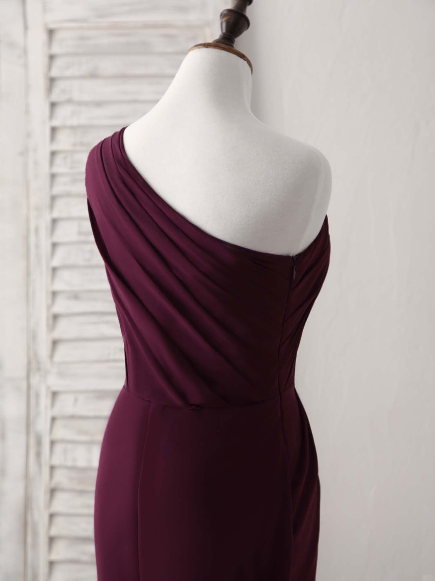 Elegant Burgundy One Shoulder Chiffon Mermaid Long Prom Dress for Women - Perfect for Evening Gala, Homecoming, and Formal Events