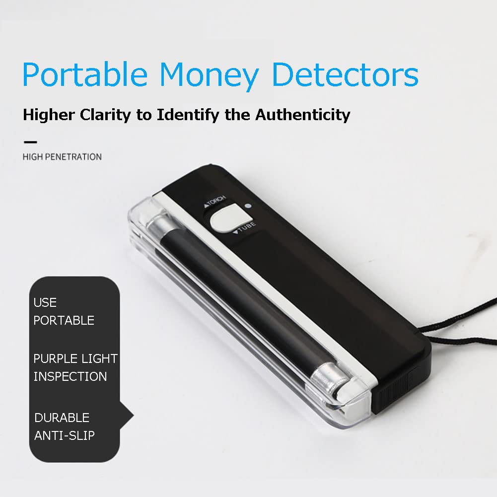 Portable UV Money Counterfeit Bill Detector - Battery Powered Handheld Currency Checker for USD, EUR, GBP | Perfect for Retail Stores, Banks & Cash Handling Businesses