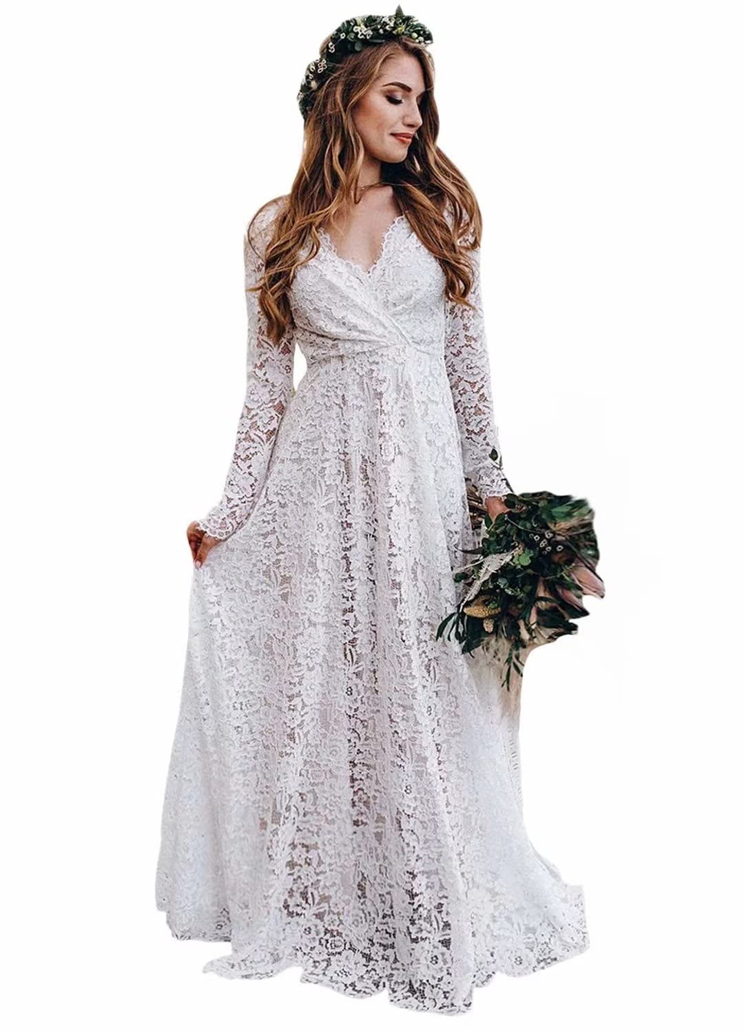 2022 Elegant Women's Lace Wedding Dresses - Beach Bridal Gowns for Bride, Perfect for Outdoor & Destination Weddings