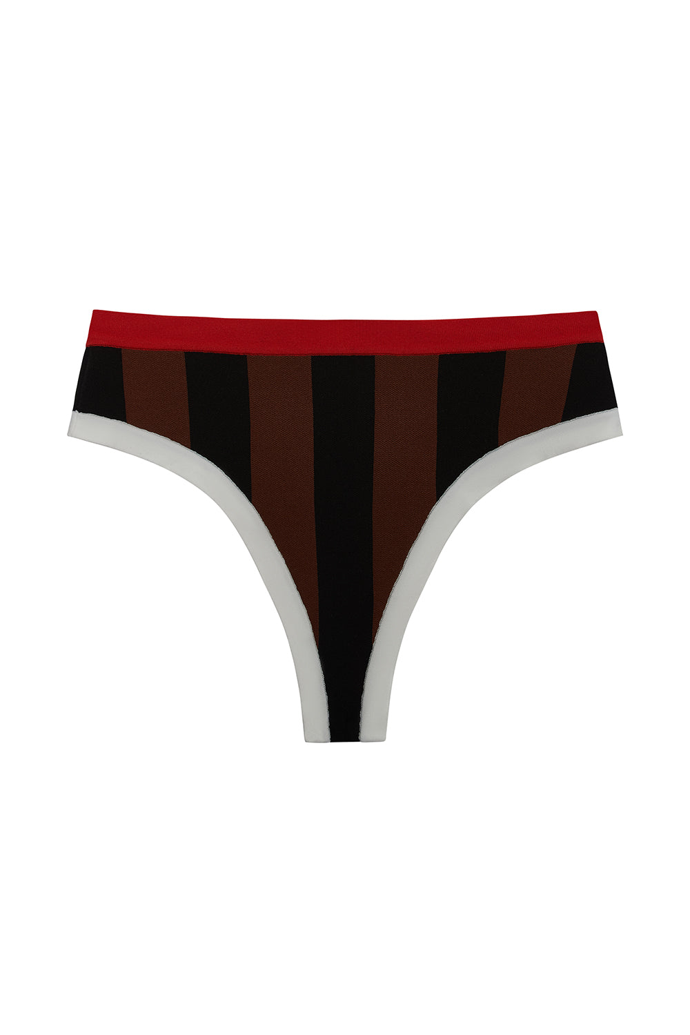 La Plage Bottom in Black/Brown Stripes - Stylish Swimwear for Beach Vacations & Poolside Lounging