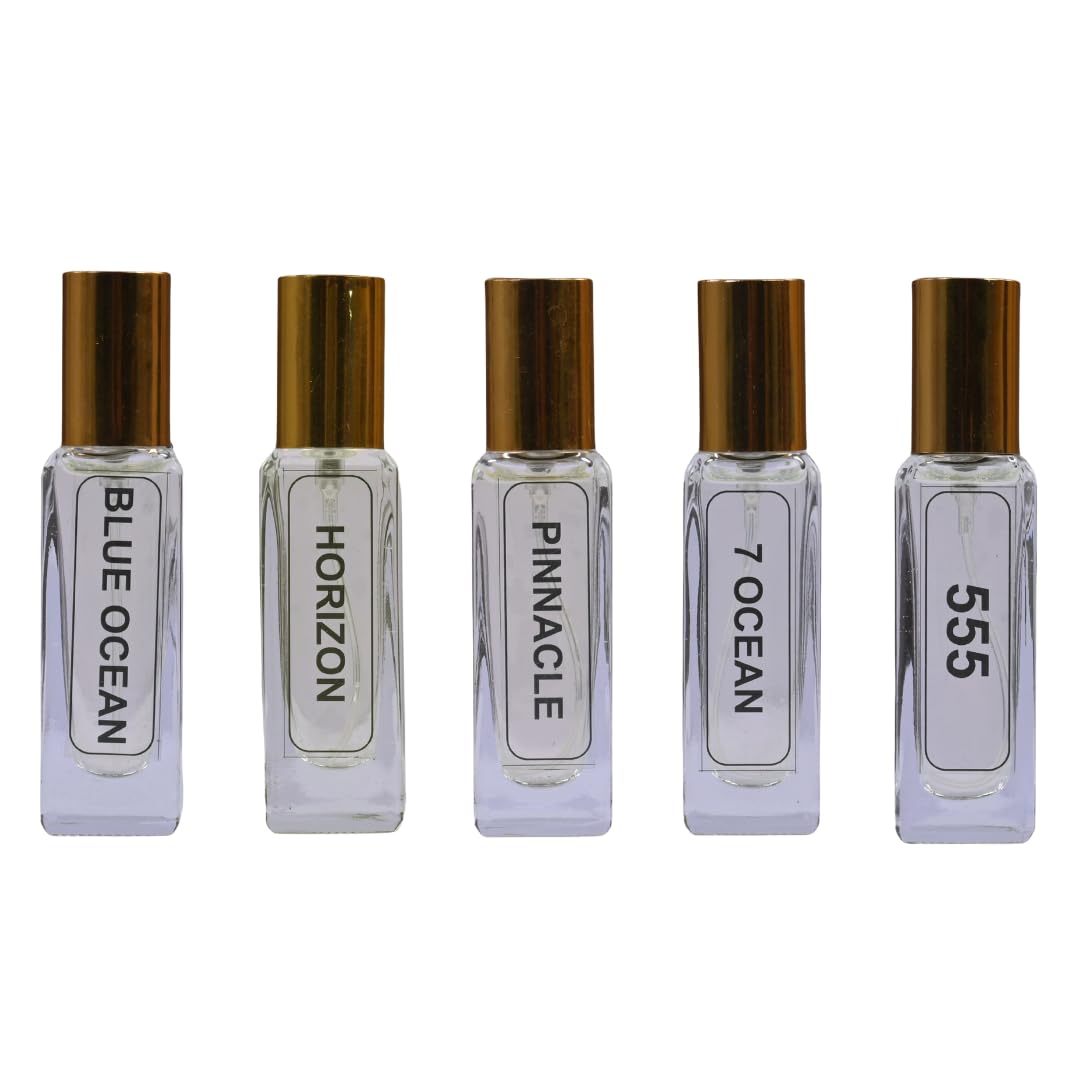 Blue Ocean, Horizon, Pinnacle, Seven Ocean, 555 | Premium Eau De Parfum Set for Men | 5 x 20ml (100ml Total) | 35% Concentration Long-Lasting Fragrance | 8-Hour Scent Duration | Perfect for Gifting, Date Nights & Office Wear
