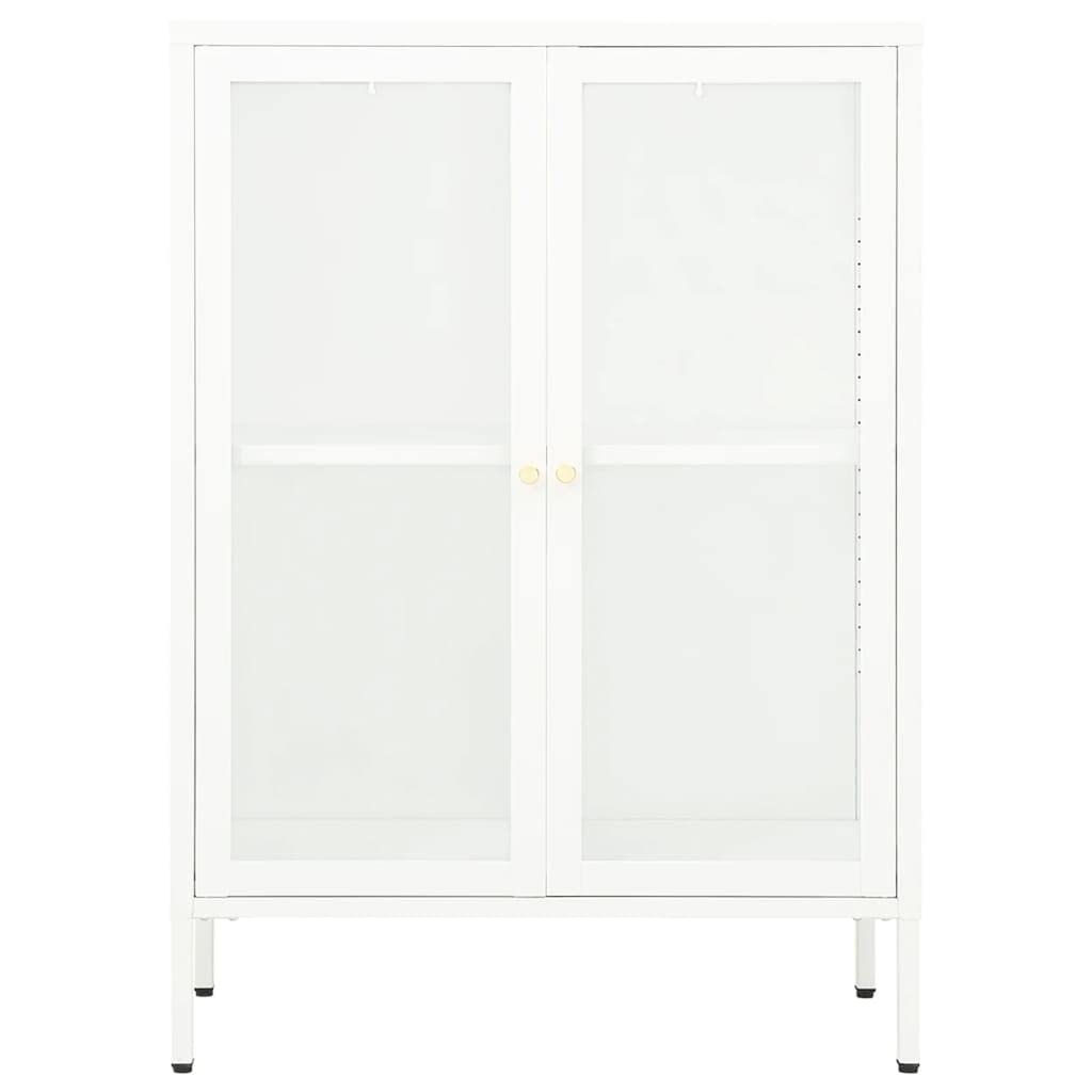 White Kitchen Hutch Cabinet with Glass Doors - 29.5