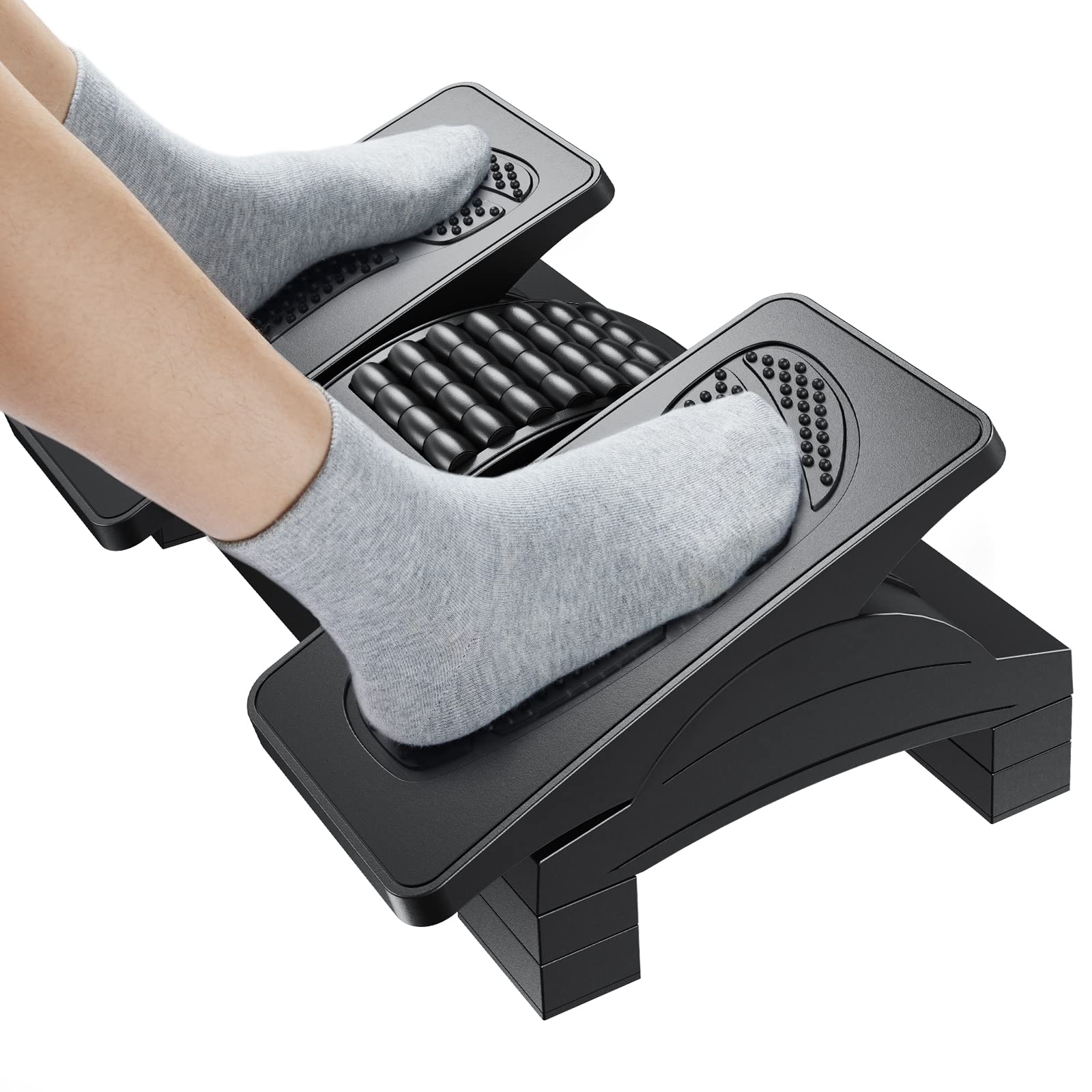 Ergonomic Adjustable Foot Rest Under Desk - 20° Tilt Angle with Massage Texture & Roller for Office & Home - Perfect for Work, Gaming & Long Sitting Sessions
