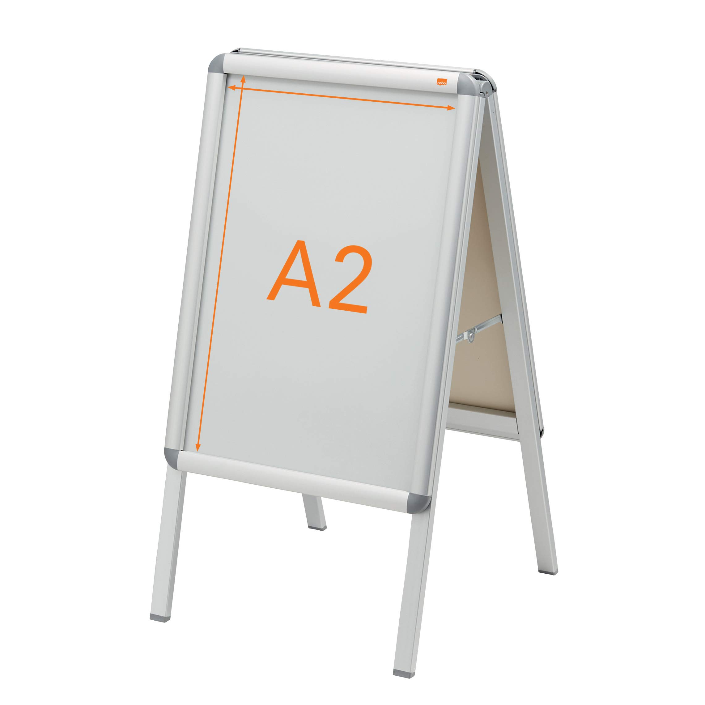 A2 A-Frame Sign, Pavement Display Board & Social Distancing Sign with Snap Frame - Aluminum Frame, Double Sided, Silver (1902207) - Perfect for Storefronts, Sidewalk Promotions & Public Safety Messaging