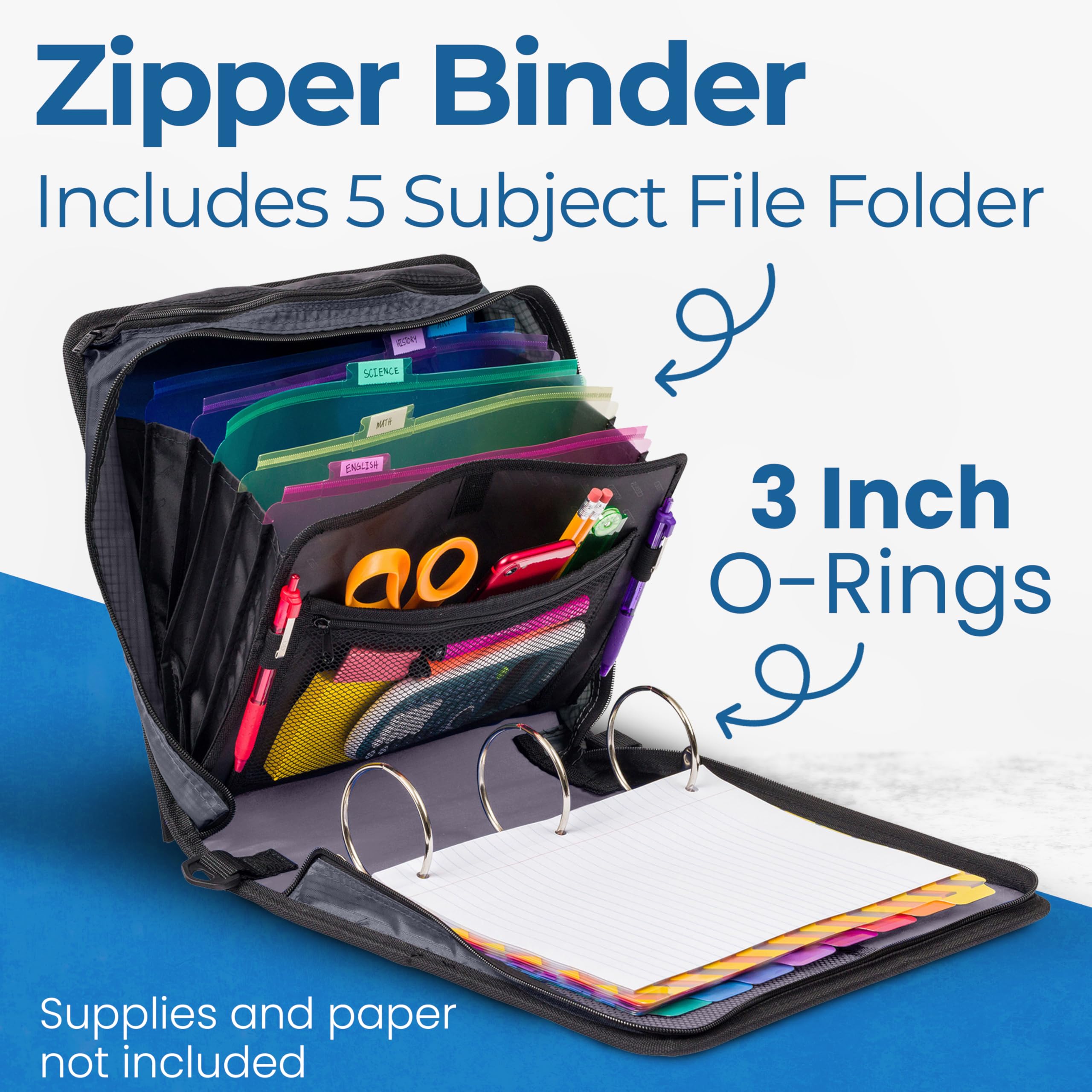 Case-it Mighty Zip Tab Zipper Binder - 3