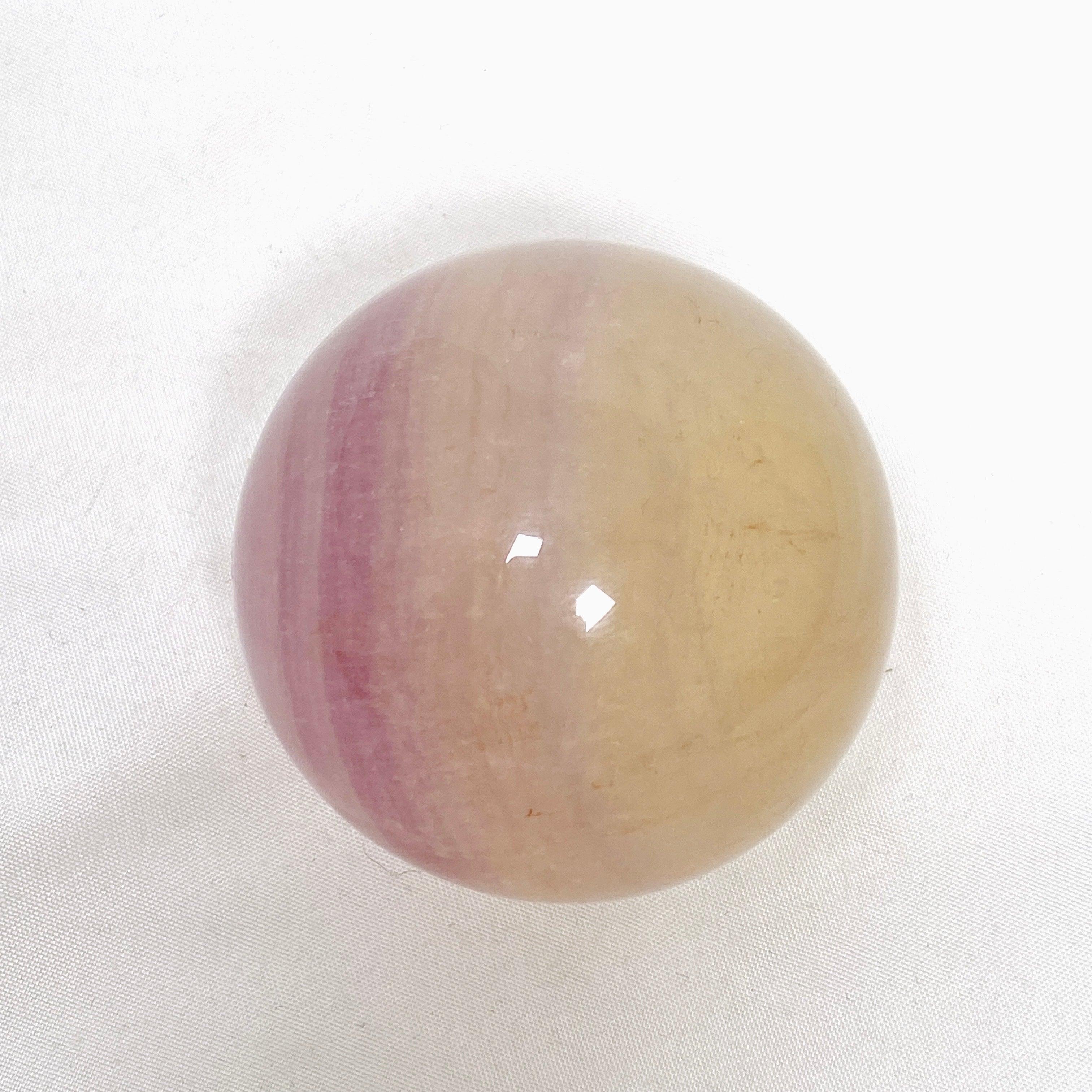 Natural Pink and Yellow Fluorite Crystal Sphere - 12