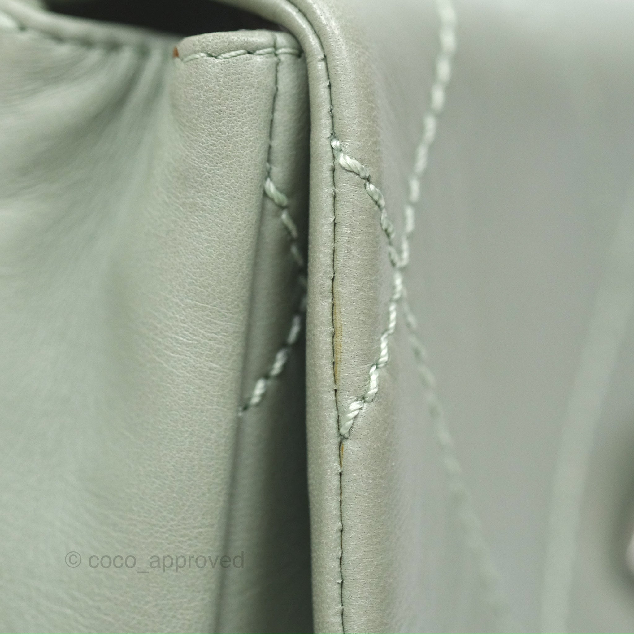 Chanel CC East West Flap Bag Genuine Lambskin Leather Mint Green with Silver Hardware - Luxury Crossbody Purse for Women, Perfect for Date Night & Special Occasions