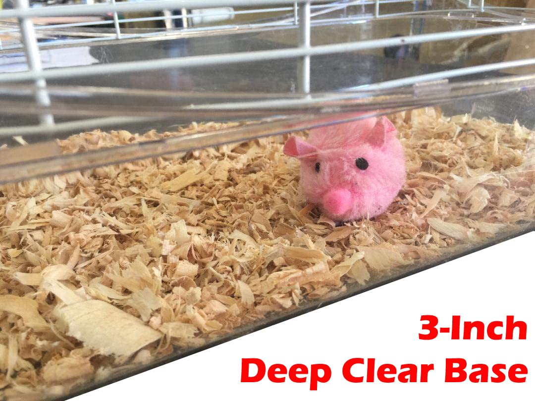 4-Floor Clear Acrylic Hamster Cage with Exercise Ball, Water Bottle & Food Bowl - Expandable & Customizable Habitat for Gerbils, Mice & Rodents - Perfect for Small Pet Homes & Play Areas