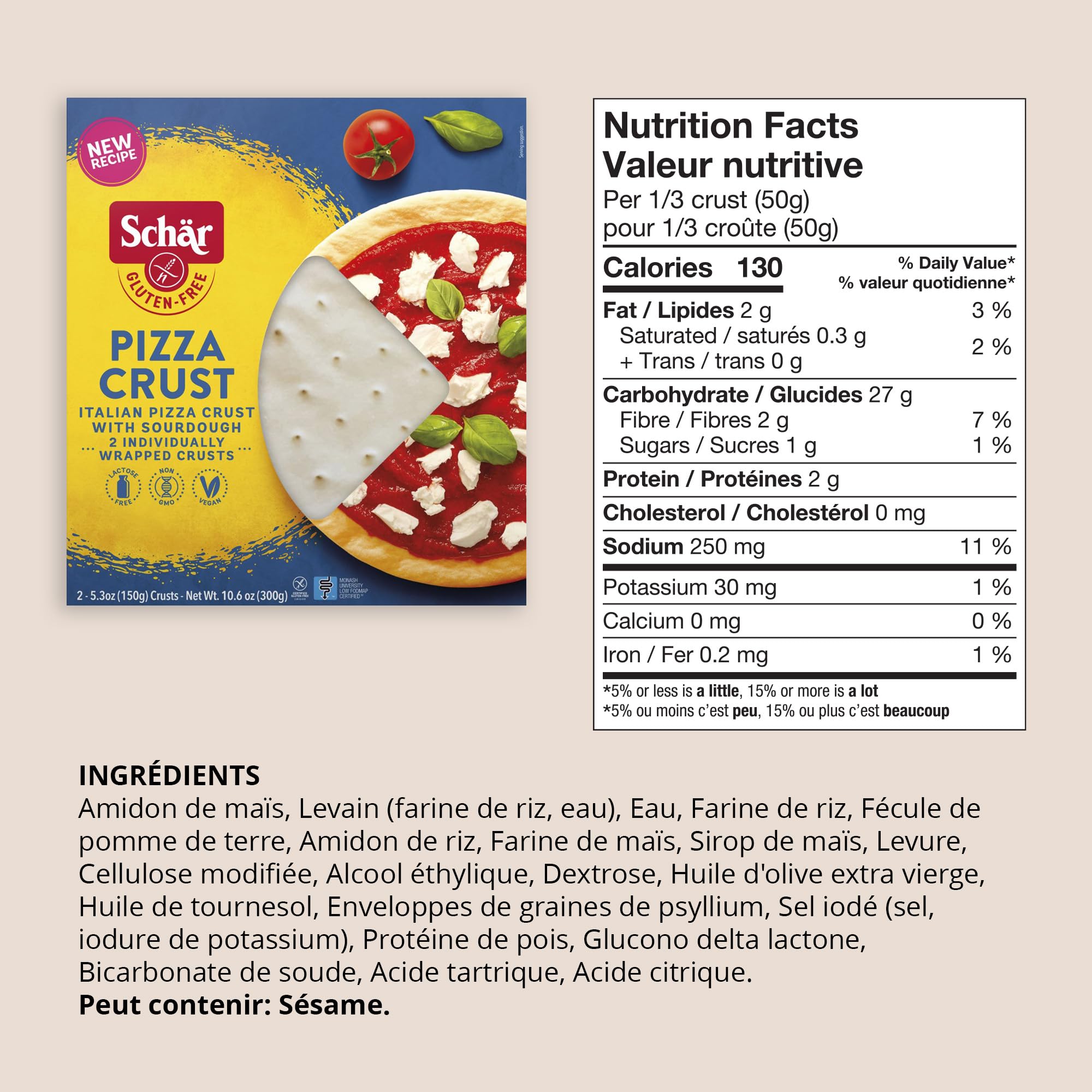 Schar Gluten Free Pizza Crusts - Non GMO, Vegan, Pre-Baked (2 Pack, 150g Each) | Quick & Delicious Homemade Pizza | Perfect for Family Dinners & Party Snacks