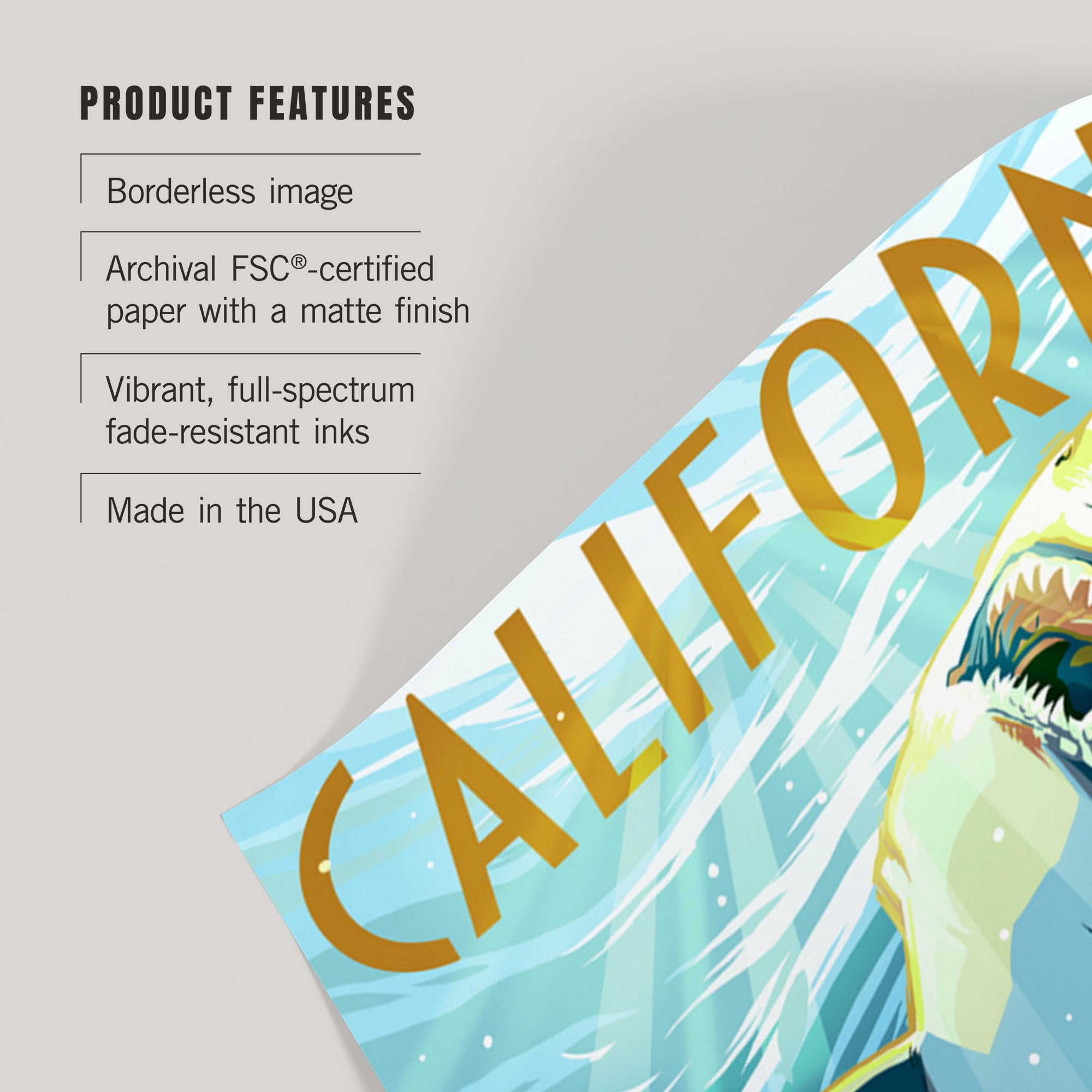 Lantern Press 16x24 Inch Giclee Art Print - California Stylized Sharks Wall Decor - Perfect for Living Room, Bedroom & Office Wall Art