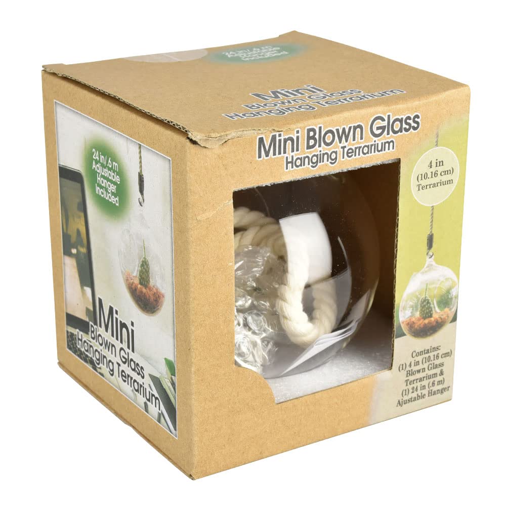 Mini Glass Hanging Terrarium 4 Inch - Small Succulent Planter with Metal Holder for Indoor Plants, Air Plants, Fairy Garden Decor - Perfect for Home, Office, Wedding Centerpiece Decorations