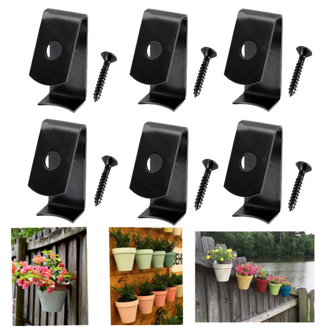 Yiautao Flower Pot Clips - 6 Pack Black Plant Pot Hangers for 5