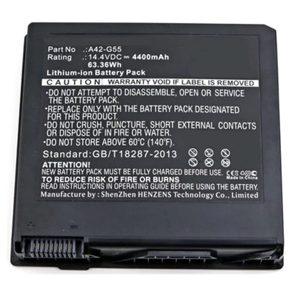 Synergy Digital Notebook Laptop Battery - Compatible with Asus G55 Series (G55V, G55VM, G55VW, G55VW-DH71-CA, G55XI361VW-BL, G55XI363VW-BL) | 14.4V 4400mAh Li-ion Replacement Battery for Extended Laptop Performance | Perfect for Work, Gaming & Travel
