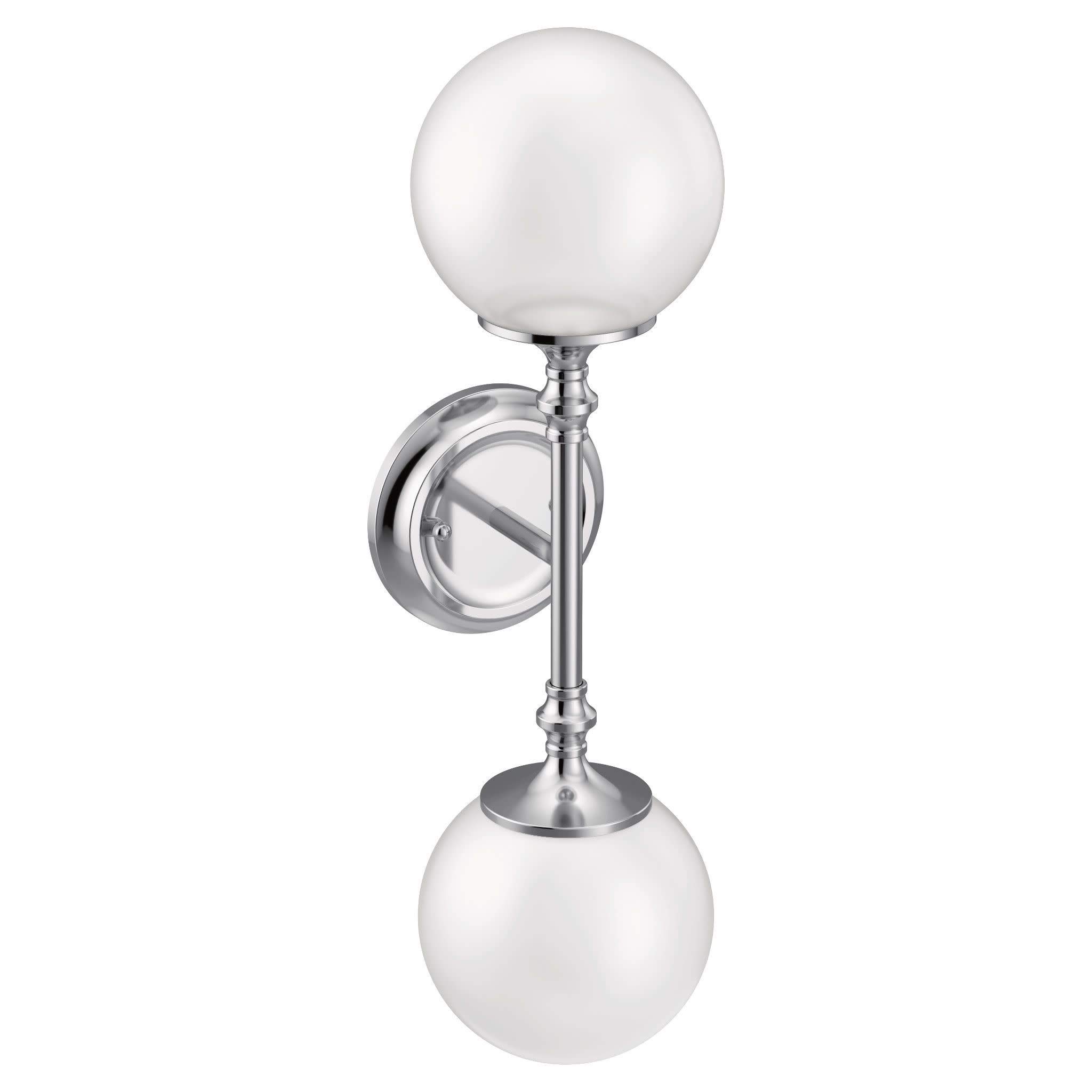 Moen YB0562CH Colinet 2-Light Chrome Bathroom Vanity Light Fixture with Frosted Glass Shades - Perfect for Modern Bathroom & Powder Room Lighting