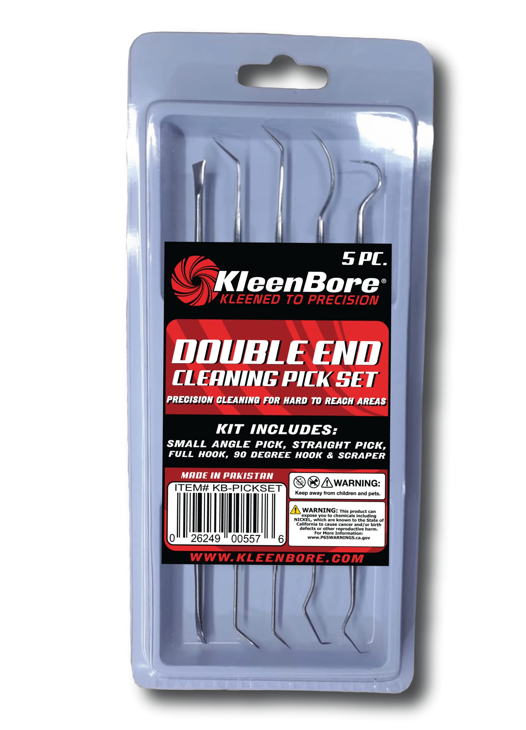 KleenBore 5-Piece Double Ended Gun Cleaning Pick Set - Perfect for Firearm Maintenance & Bore Cleaning